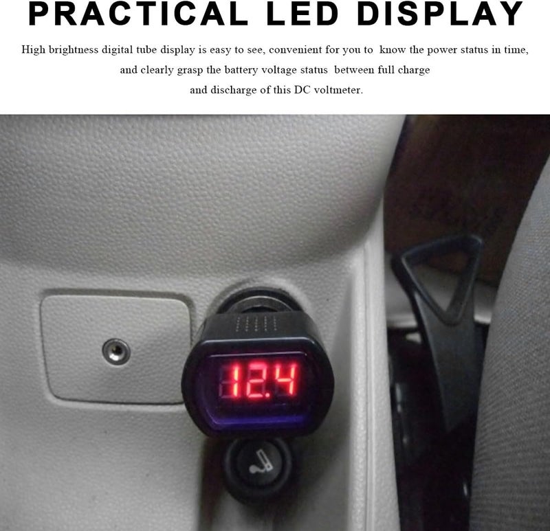 MUQIDA مقياس فولتية ولاعة السجائر LED للسيارة، 12V-24V DC مقياس فولتية رقمي لولاعة السجائر في المركبات، شاشة عرض رقمية لمراقبة بطارية السيارات SUV الشاحنة الدراجة النارية - Image 5